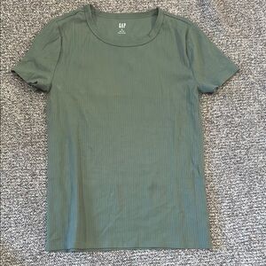 GAP Olive Ribbed Short Sleeve Crew Tee